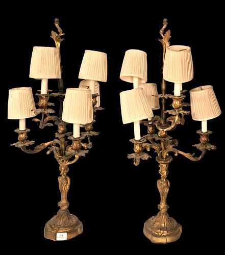 A PAIR OF ROCOCO GILT BRONZE CANDELABRAA 37510b