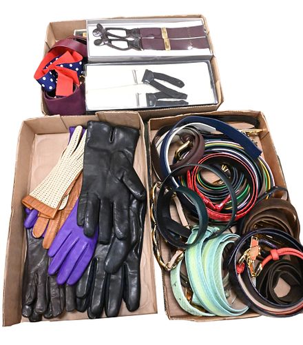 THREE BOX LOTS OF GLOVES AND BELTSThree 37517c