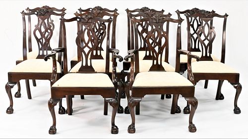 SET OF 10 MAHOGANY STICKLEY CHIPPENDALE