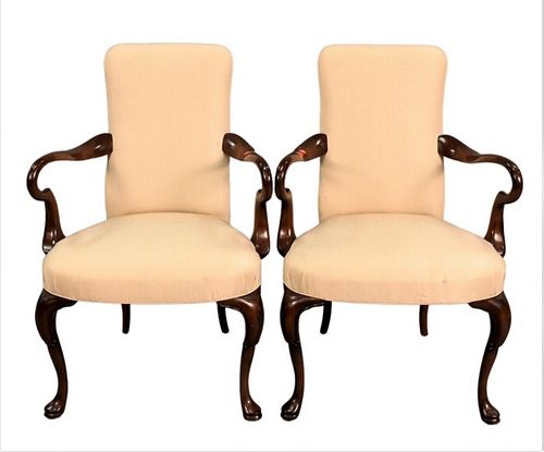 A PAIR OF GEORGE I STYLE UPHOLSTERED 3751fd