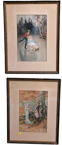 SET OF FOUR ERNEST LINZELL WATERCOLOR 3752bb