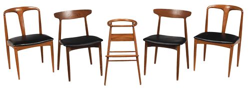 FOUR DANISH MODERN CHAIRS AND HIGH