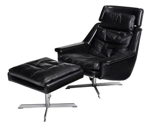 DANISH MODERN LEATHER UPHOLSTERED