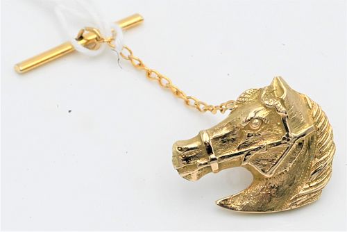 GOLD HORSE HEAD TIE TACGold Horse