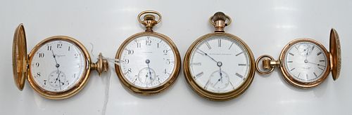 FOUR PLATED POCKET WATCHESFour