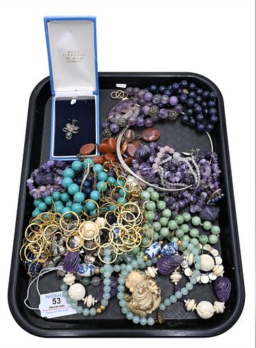 TRAY LOT OF HARDSTONE NECKLACES