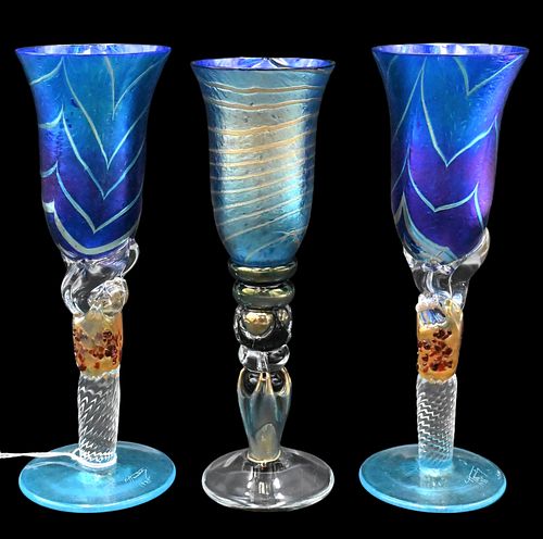 SET OF THREE COLIN HEANEY ART GLASS 37542b