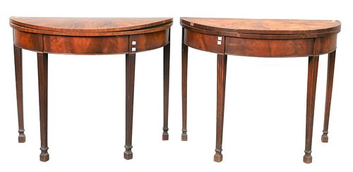 TWO GEORGE III DEMILUNE GAME TABLESTwo