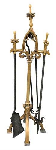 GOTHIC STYLE BRASS AND IRON FIRE