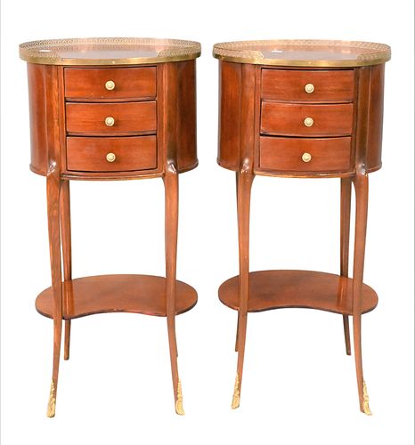 A PAIR OF MAHOGANY LOUIS XV STYLE