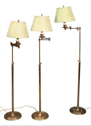 SET OF THREE BRASS ADJUSTABLE FLOOR 3754f7