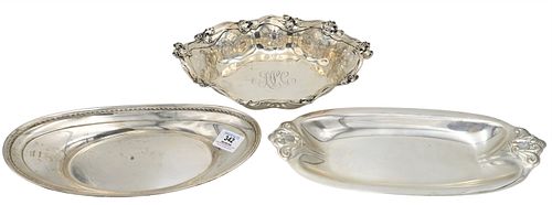 THREE STERLING SILVER TRAYS BASKETSThree 37550e