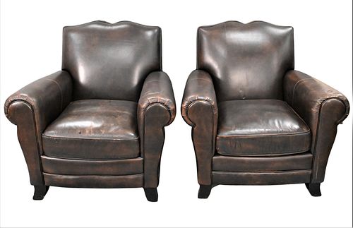 A PAIR OF BERNHARDT LEATHER UPHOLSTERED 375551