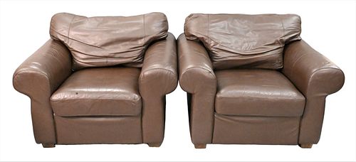 A PAIR OF BERNHARDT LEATHER UPHOLSTERED 375552