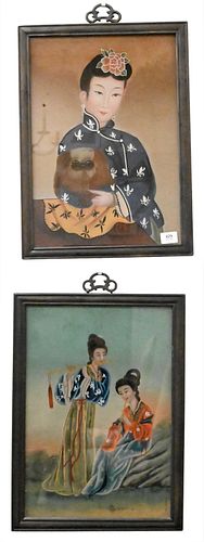 A PAIR OF FRAMED CHINESE PAINTINGS