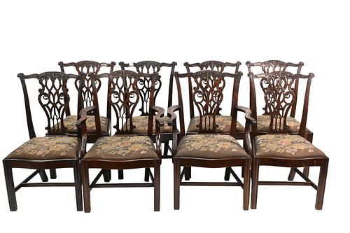 SET OF 8 CUSTOM MAHOGANY CHIPPENDALE 375594