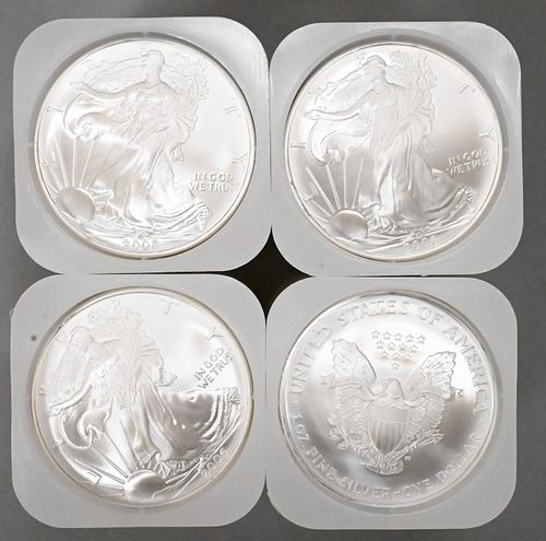 FOUR ROLLS OF 20-2006 1OZ SILVER