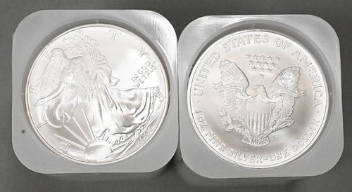 TWO ROLLS OF 20 2006 1OZ SILVER 3755bd