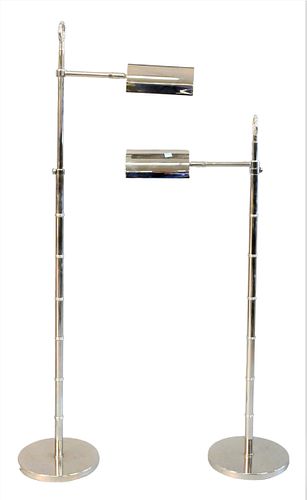 A PAIR OF CHROME ADJUSTABLE FLOOR 3755df