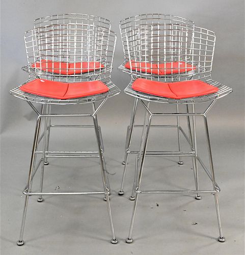 FOUR BERTOIA CHROME BARSTOOLS STAMPED 3755e6