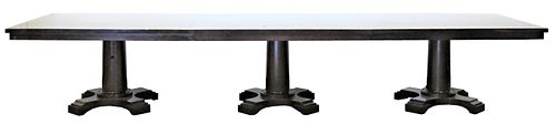 LARGE TRIPLE PEDESTAL DINING TABLELarge