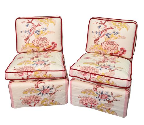 A PAIR OF CUSTOM CHINTZ UPHOLSTERED 37561a