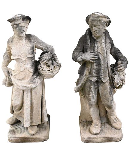 PAIR OF CEMENT OUTDOOR CLASSICAL