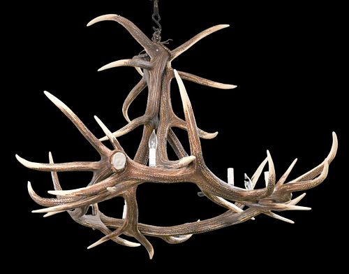 FAUX DEER ELK ANTLER CHANDELIERFaux 375665