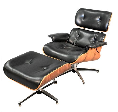 EAMES STYLE LEATHER LOUNGE CHAIR