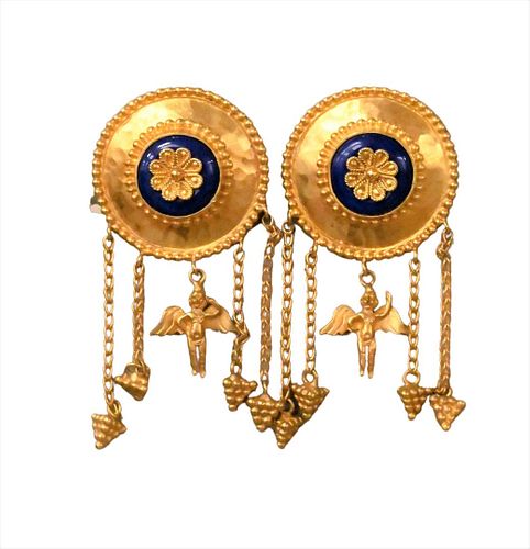 PAIR OF 22 KARAT YELLOW GOLD EAR 37581b