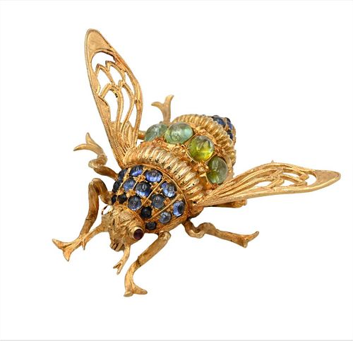 18 KARAT YELLOW GOLD BUG BROOCH18 37588a