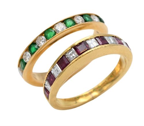 TWO 18 KARAT YELLOW GOLD RINGSTwo