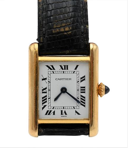 CARTIER 18 KARAT GOLD TANK WATCH 3758b4