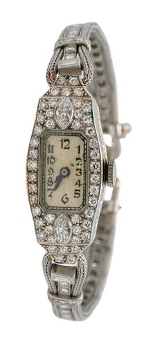 PLATINUM AND DIAMOND LADIES WRISTWATCHPlatinum 3758ae