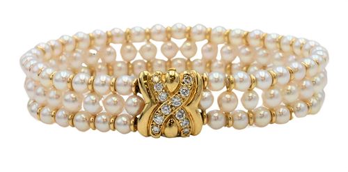 TRIPLE STRAND CULTURED PEARL BRACELETTriple 3758ec