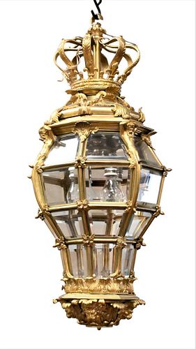 LOUIS XIV STYLE GILT-METAL HALL LANTERNLouis