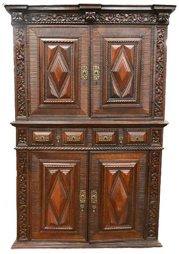 PORTUGUESE CARVED WALNUT CABINETPortuguese 3759c0