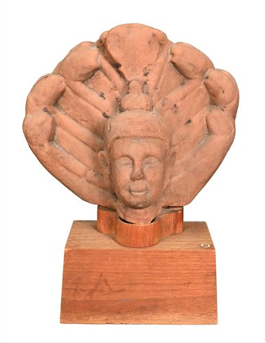 RED SANDSTONE HEAD OF A BUDDHARed