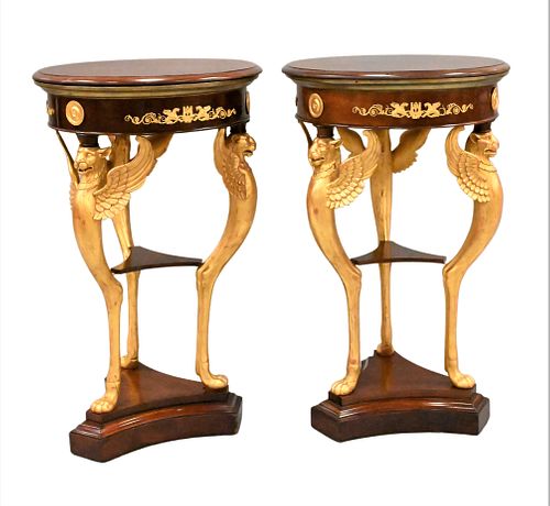 A PAIR OF EMPIRE STYLE GILT METAL MOUNTED 3759db