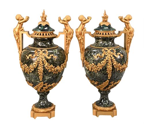 A PAIR OF LOUIS XVI STYLE GREEN