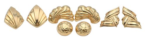 FOUR PAIRS OF 14 KARAT YELLOW GOLD 375abe