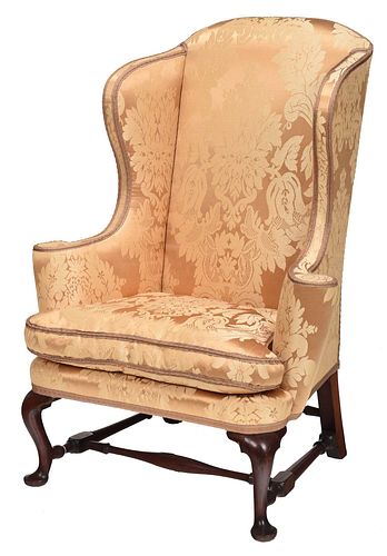 FINE QUEEN ANNE WALNUT EASY CHAIRBoston  375aed