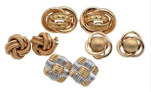 FOUR PAIRS OF 14 KARAT GOLD EARRINGSFour 375af2