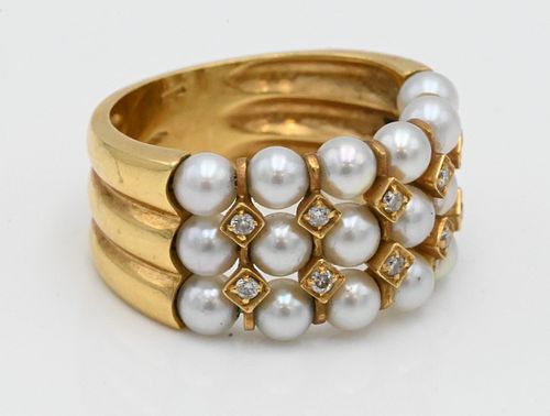 18 KARAT GOLD DIAMOND AND PEARL 375b01