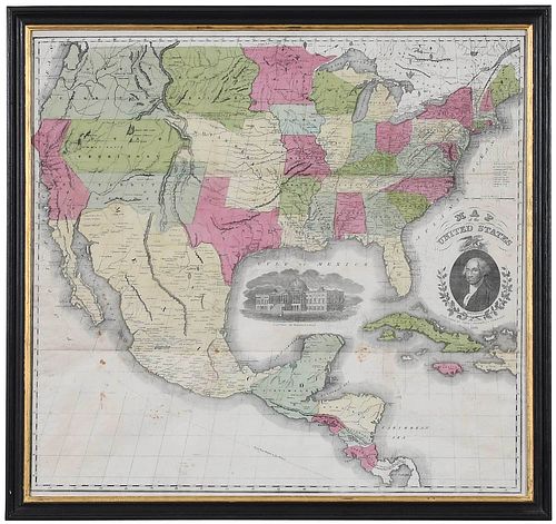 FRAMED 19TH CENTURY MAP OF THE 375bcd