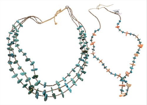 TWO TURQUOISE NECKLACESTwo Turquoise