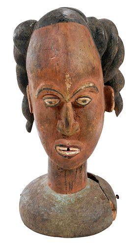 FOLK ART CARVED AND PAINTED FEMALE 375c67