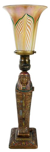 LOUIS V. ARONSON MUMMY BRONZE LAMP WITH