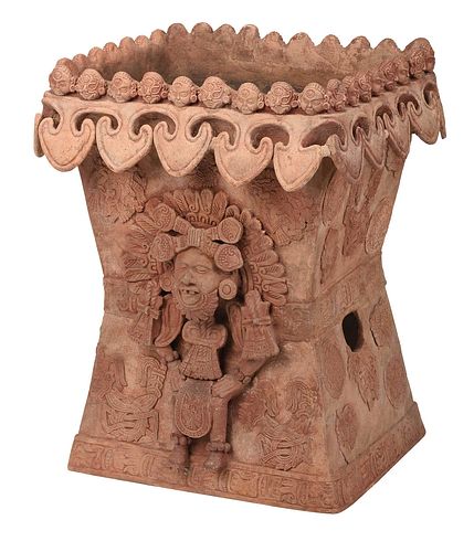 AZTEC STYLE MOLDED CERAMIC FIGURAL