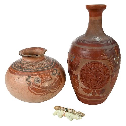 TWO LATIN AMERICAN REDWARE VESSELS,